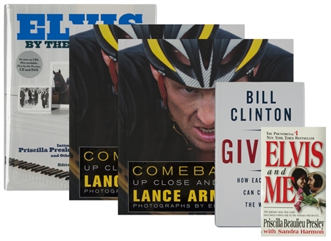 Lot of (5) Signed Books (Bill Clinton "Giving", 2 Priscilla Presley Books, 2 Lance Armstrong Books) (PSA/DNA Precert)
